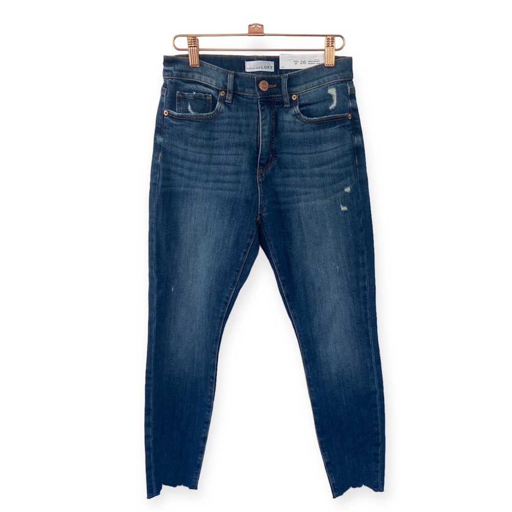 LOFT High Waist Skinny Ankle Raw Hem Jeans 2P NWT